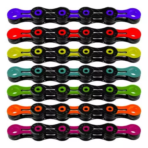 KMC DLC11 11-Speed Chain (Red/Blue/Green Links)